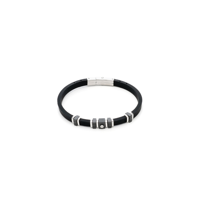 Men's Bracelet Visetti 31F-BR002SB Steel 316L-Black IP-Silicone