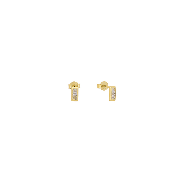 Women's Stud Earrings Silver 925 Zircon-Gold Plated 3A-SC632-3 Prince