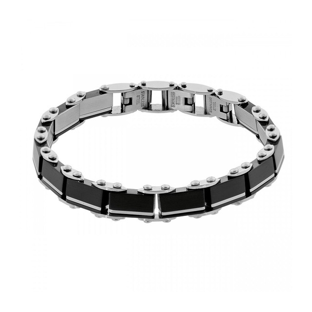 Men's Bracelet QD-BR303B Visetti Steel Black IP-Double Face