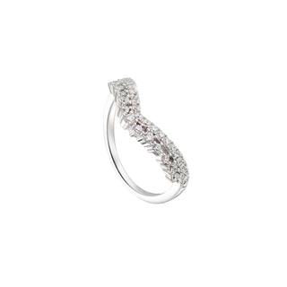 Women's Ring "V" Jazzy 04X01-03861 Oxette Silver-Platinum Plating With White Zircons cz