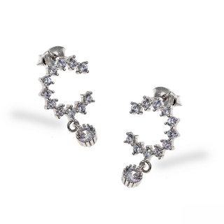 Women's Stud Earrings Silver 925-Zircon Platinum Plated 103102542