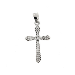 Women's Cross Pendant Silver 925 With White Zircons 105100238