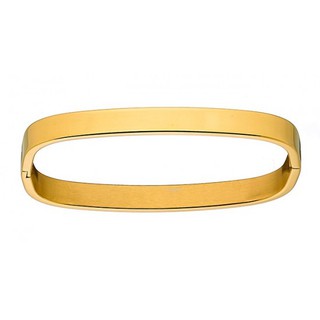 Women's Bangle Bracelet With Corners glossy Steel 316L Gold IP N-000933G Artcollection
