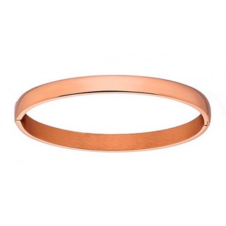 Women;s Bangle Bracelet Oval Glossy Steel 316L Pink Gold IP N-000934R Artcollection
