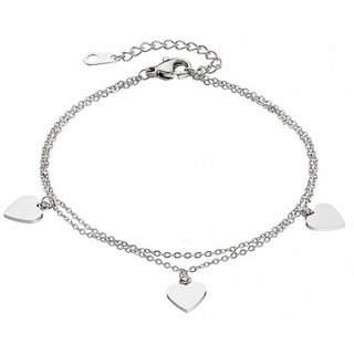 Woman bracelet steel double chain hearts N-00847