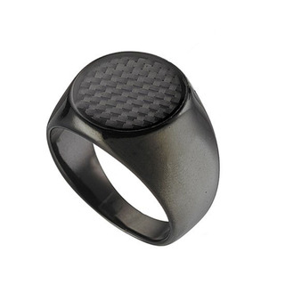 Men's Ring Black Carbon Fiber Steel Black IP N-03953 Artcollection