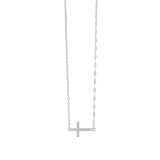 Women's Necklace Cross Silver 925 Rhodium Plated-Zircon 2A-KD407-1 Prince
