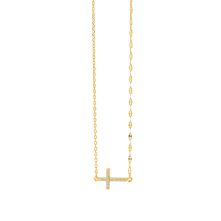 Women's Necklace Cross Silver 925 Gold Plated-Zircon 2A-KD407-3 Prince