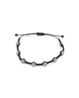 Men's Handmade  Bracelet Polygon Hematite-Macrame Cord 4403 LifeLikes
