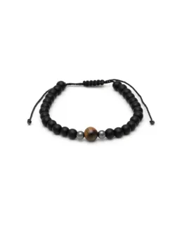 Men's Handmade Bracelet One Bead Tiger Eye-Black Onyx  4736 LifeLikes