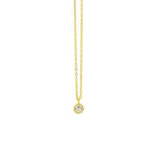 Women's Single Stone Necklace  Silver 925 Gold Plating White Zircon 9C-KD037-3 Prince