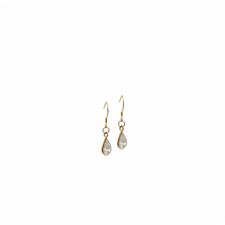 Earrings Small Tear KRAMA JEWELS Silver 925-Gold Plated Briole White Zirconia KS0294
