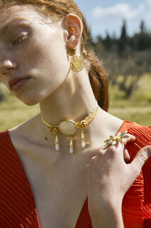 Women's Handmade Choker Necklace JASMINE Desperate Design Bronze-Mother Of Pearl