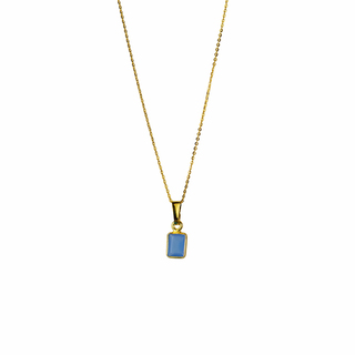 Women's Necklace Small Parallelogram KRAMA JEWELS Silver 925-Gold Plated Briole Blue Chalcedony KK01169