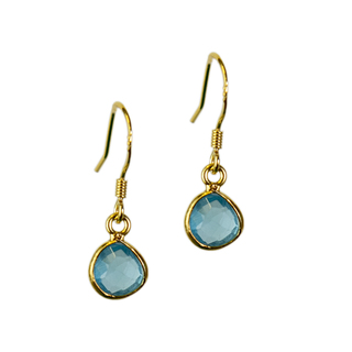 Earrings KRAMA JEWELS Silver 925-Gold Plated Small Briole Blue Topaz KS01043