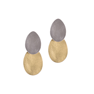 Women's Handmade Long Twotone Earrings SK4921C-G-S EXNOVO Bronze-Alpaca