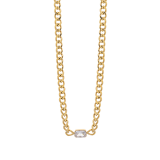Women's Necklace Visetti SU-WKD065G Steel 316L Gold IP With White Crystal