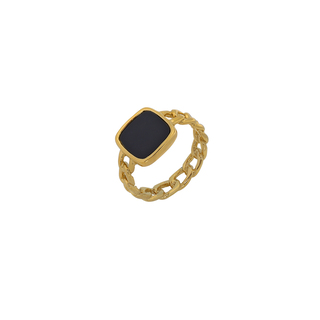 Γυναικείο Δαχτυλίδι Ατσάλι 316L Χρυσό IP-Μαύρος Όνυχας SU-WRG009GB Visetti