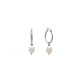 Women's Hoop Earrings WIth Charm Visetti SU-WSC036 Steel 316L-Pearl