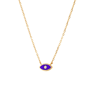 Women's Necklace The Minis 01L05-01567 Loisir Silver Gold Plated With Blue Enamel Eye And White Zircon