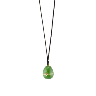 Women's Necklace Dreams 01L15-01791 Loisir Brass Gold Plated With Cord, Green Enamel And Heart