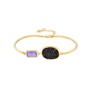 Women's Bracelet Sunset Bis 02X05-02335 Oxette Silver Gold Plated With 2cm Crystal Nuggets And Purple Crystal